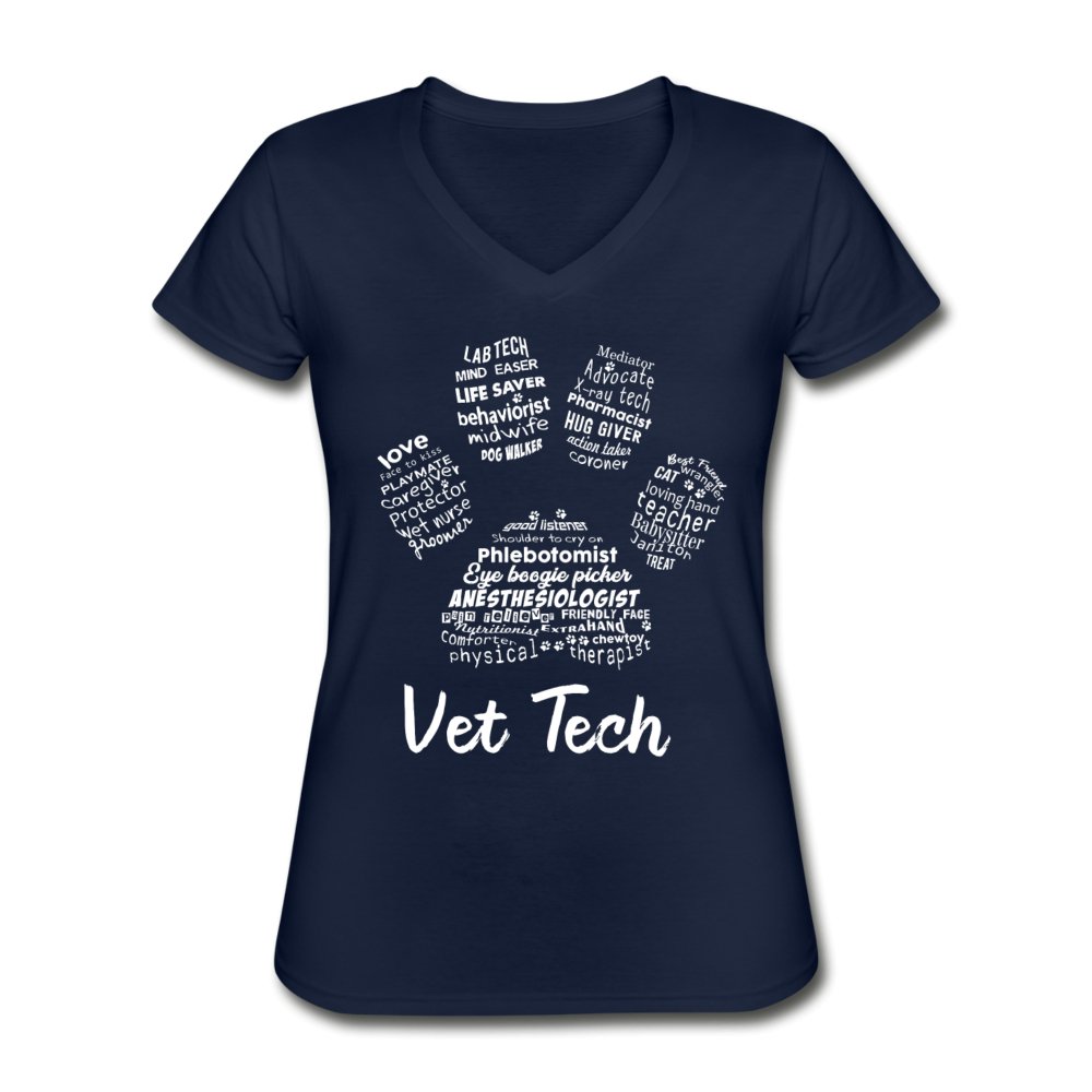 Vet Tech Paw Print Women's V-Neck T-Shirt-Women's V-Neck T-Shirt | Fruit of the Loom L39VR-I love Veterinary