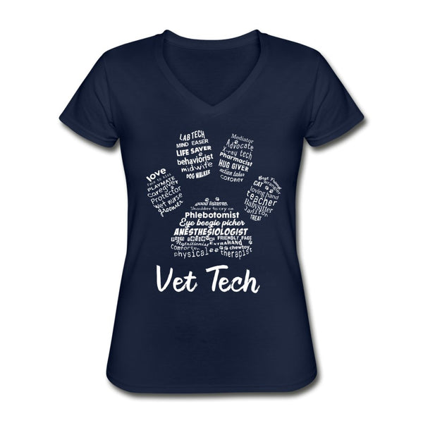 Vet Tech Paw Print Women's V-Neck T-Shirt-Women's V-Neck T-Shirt | Fruit of the Loom L39VR-I love Veterinary