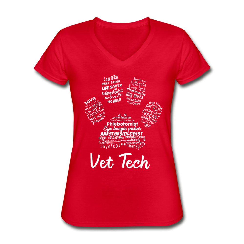Vet Tech Paw Print Women's V-Neck T-Shirt-Women's V-Neck T-Shirt | Fruit of the Loom L39VR-I love Veterinary