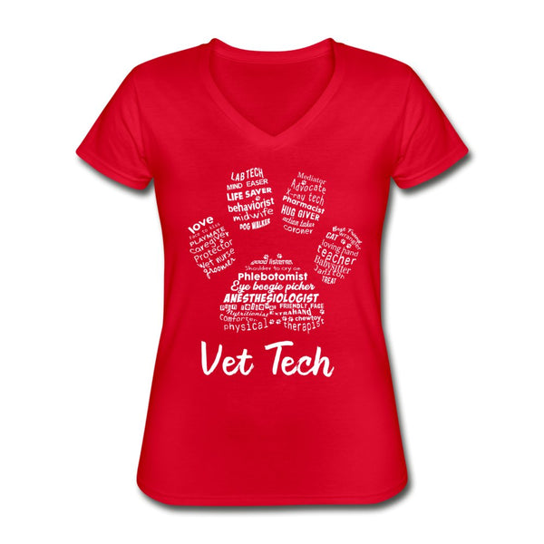 Vet Tech Paw Print Women's V-Neck T-Shirt-Women's V-Neck T-Shirt | Fruit of the Loom L39VR-I love Veterinary