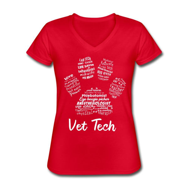 Vet Tech Paw Print Women's V-Neck T-Shirt-Women's V-Neck T-Shirt | Fruit of the Loom L39VR-I love Veterinary