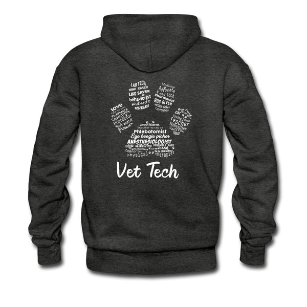 Vet Tech Pawprint (design on back) Unisex Hoodie-Men's Hoodie | Hanes P170-I love Veterinary