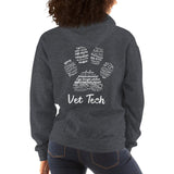 Vet Tech Pawprint (design on back) Unisex Hoodie-I love Veterinary