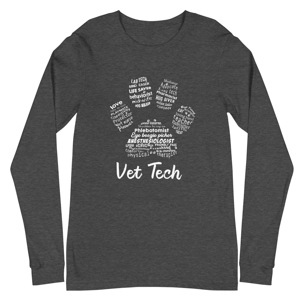 Vet Tech Pawprint Unisex Long Sleeve Tee-Unisex Long Sleeve Shirt | Bella + Canvas 3501-I love Veterinary