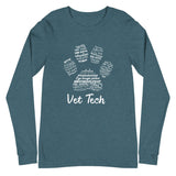 Vet Tech Pawprint Unisex Long Sleeve Tee-Unisex Long Sleeve Shirt | Bella + Canvas 3501-I love Veterinary