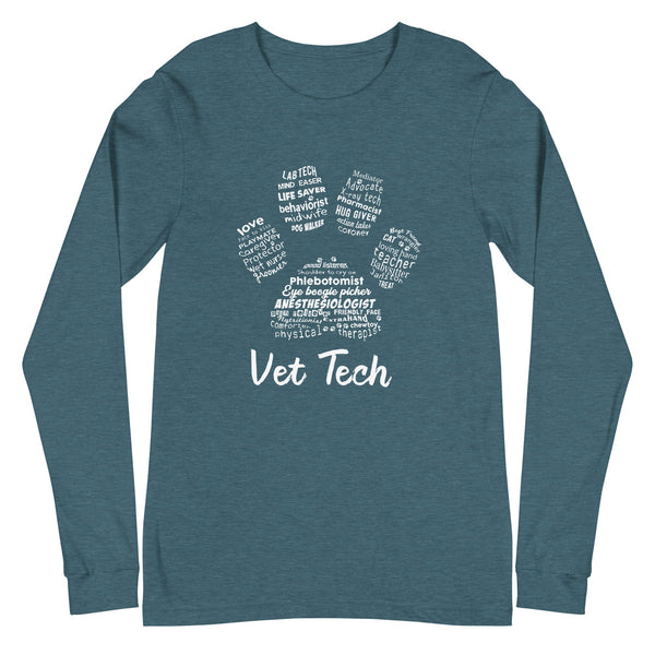 Vet Tech Pawprint Unisex Long Sleeve Tee-I love Veterinary
