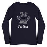 Vet Tech Pawprint Unisex Long Sleeve Tee-Unisex Long Sleeve Shirt | Bella + Canvas 3501-I love Veterinary