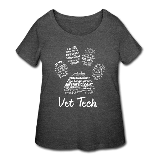 Vet Tech Pawprint Women’s Curvy T-Shirt-Women’s Curvy T-Shirt | LAT 3804-I love Veterinary