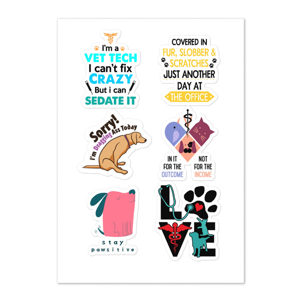 Vet Tech Sticker sheet-Kiss-Cut Sticker Sheet-I love Veterinary