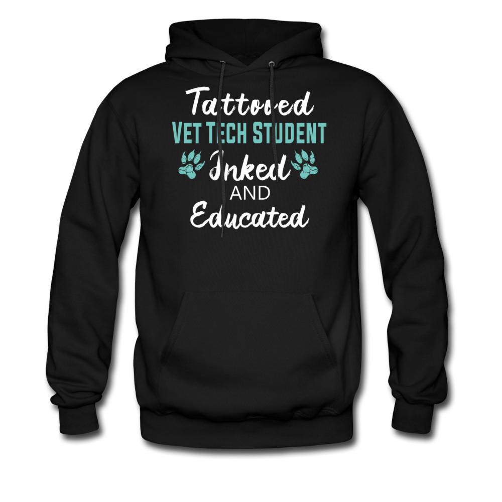 Vet Tech Student Inked and Educated Unisex Hoodie-Men's Hoodie | Hanes P170-I love Veterinary