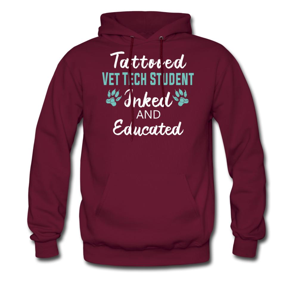 Vet Tech Student Inked and Educated Unisex Hoodie-Men's Hoodie | Hanes P170-I love Veterinary