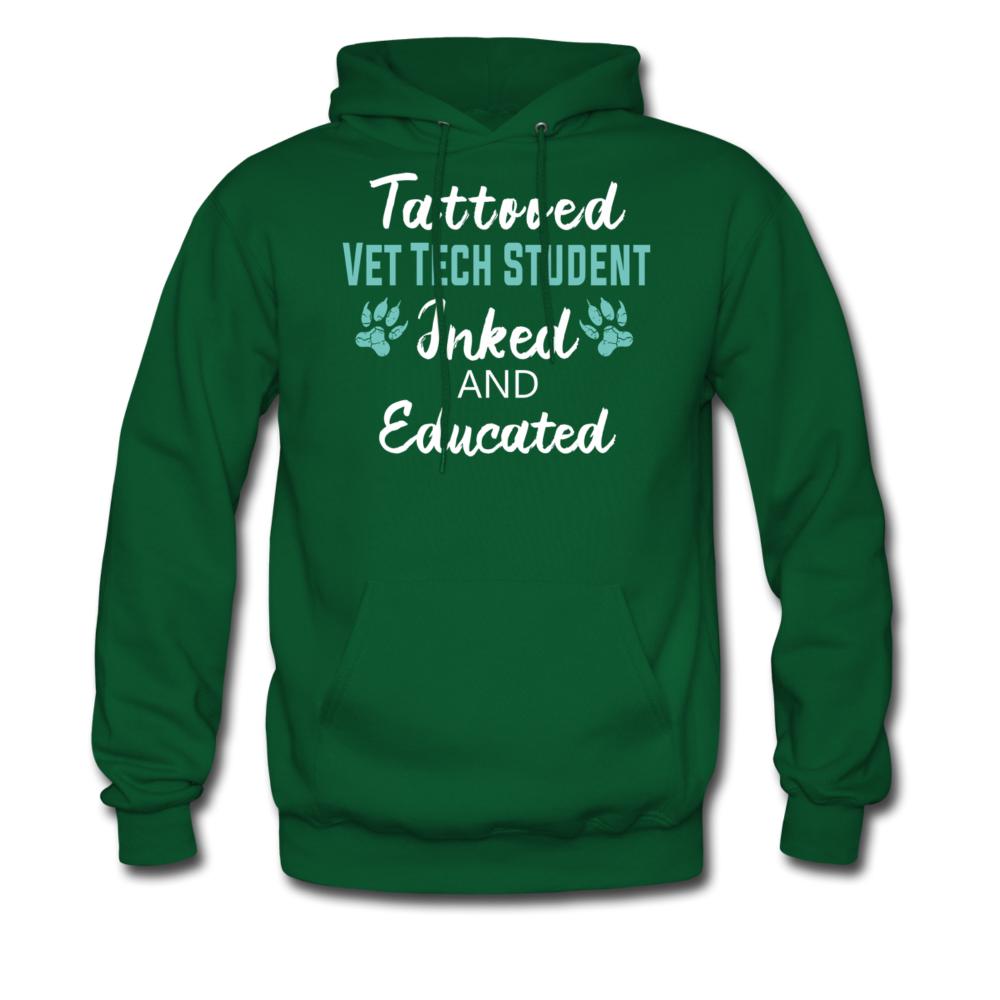 Vet Tech Student Inked and Educated Unisex Hoodie-Men's Hoodie | Hanes P170-I love Veterinary