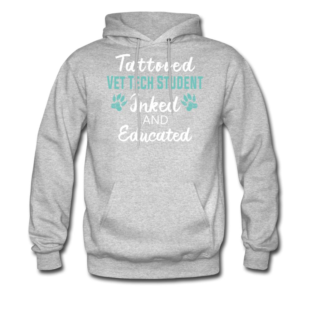 Vet Tech Student Inked and Educated Unisex Hoodie-Men's Hoodie | Hanes P170-I love Veterinary