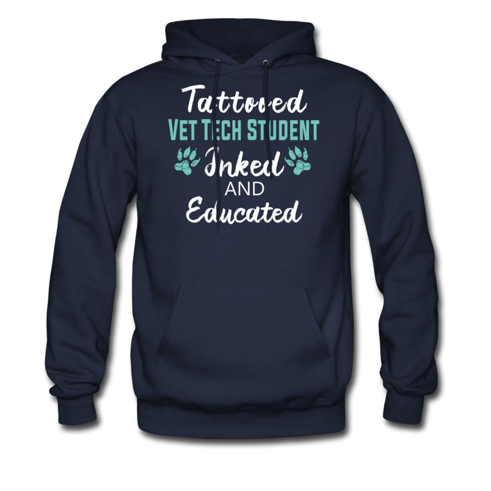 Vet Tech Student Inked and Educated Unisex Hoodie-Men's Hoodie | Hanes P170-I love Veterinary