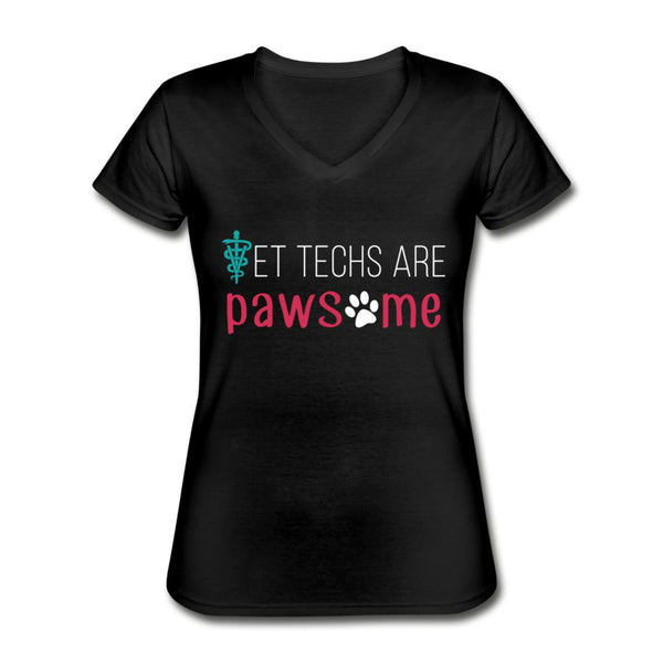 Vet techs are pawsome Women's V-Neck T-Shirt-Women's V-Neck T-Shirt | Fruit of the Loom L39VR-I love Veterinary