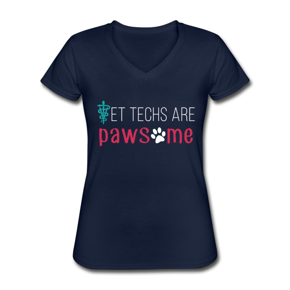 Vet techs are pawsome Women's V-Neck T-Shirt-Women's V-Neck T-Shirt | Fruit of the Loom L39VR-I love Veterinary