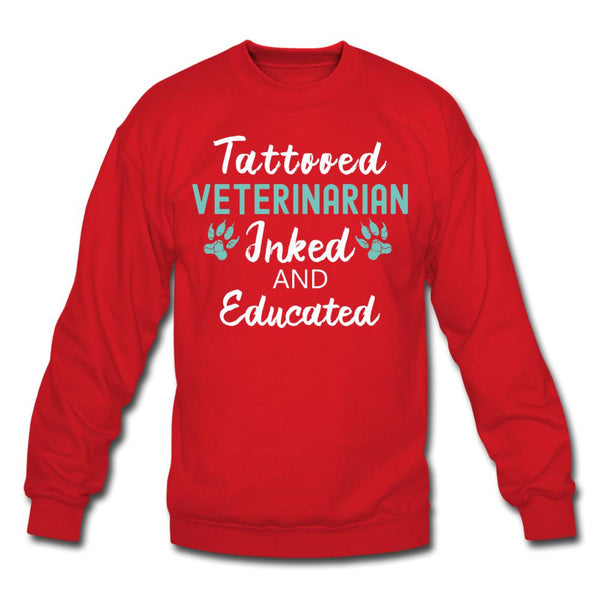 Veterinarian- Inked and Educated Crewneck Sweatshirt-Unisex Crewneck Sweatshirt | Gildan 18000-I love Veterinary