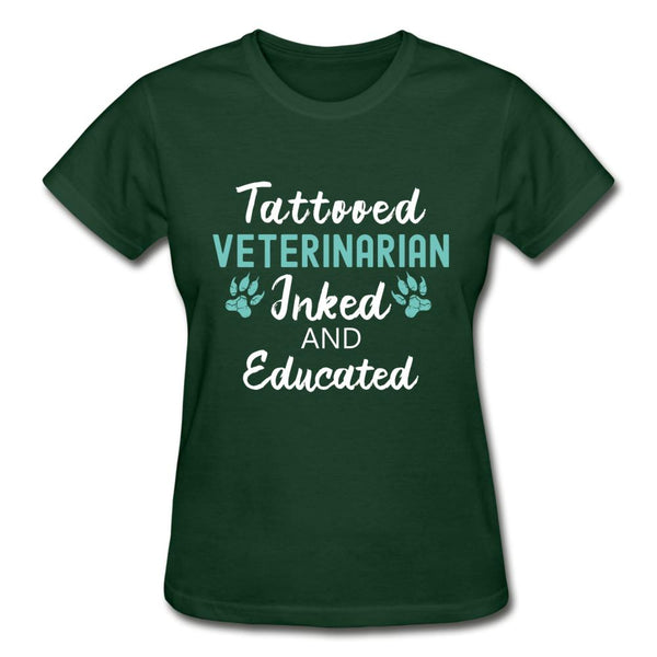 Veterinarian- Inked and Educated Gildan Ultra Cotton Ladies T-Shirt-Ultra Cotton Ladies T-Shirt | Gildan G200L-I love Veterinary