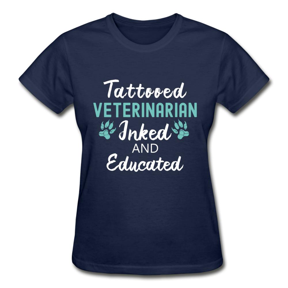 Veterinarian- Inked and Educated Gildan Ultra Cotton Ladies T-Shirt-Ultra Cotton Ladies T-Shirt | Gildan G200L-I love Veterinary