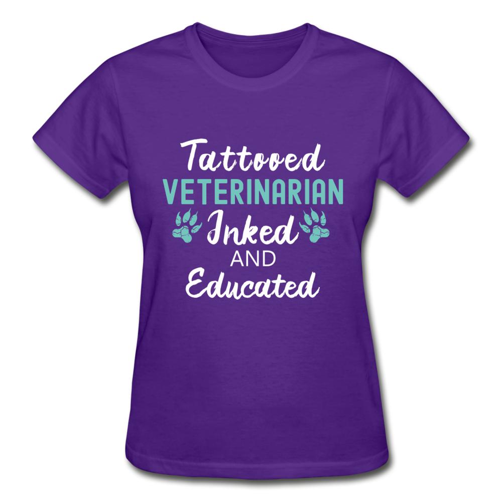 Veterinarian- Inked and Educated Gildan Ultra Cotton Ladies T-Shirt-Ultra Cotton Ladies T-Shirt | Gildan G200L-I love Veterinary