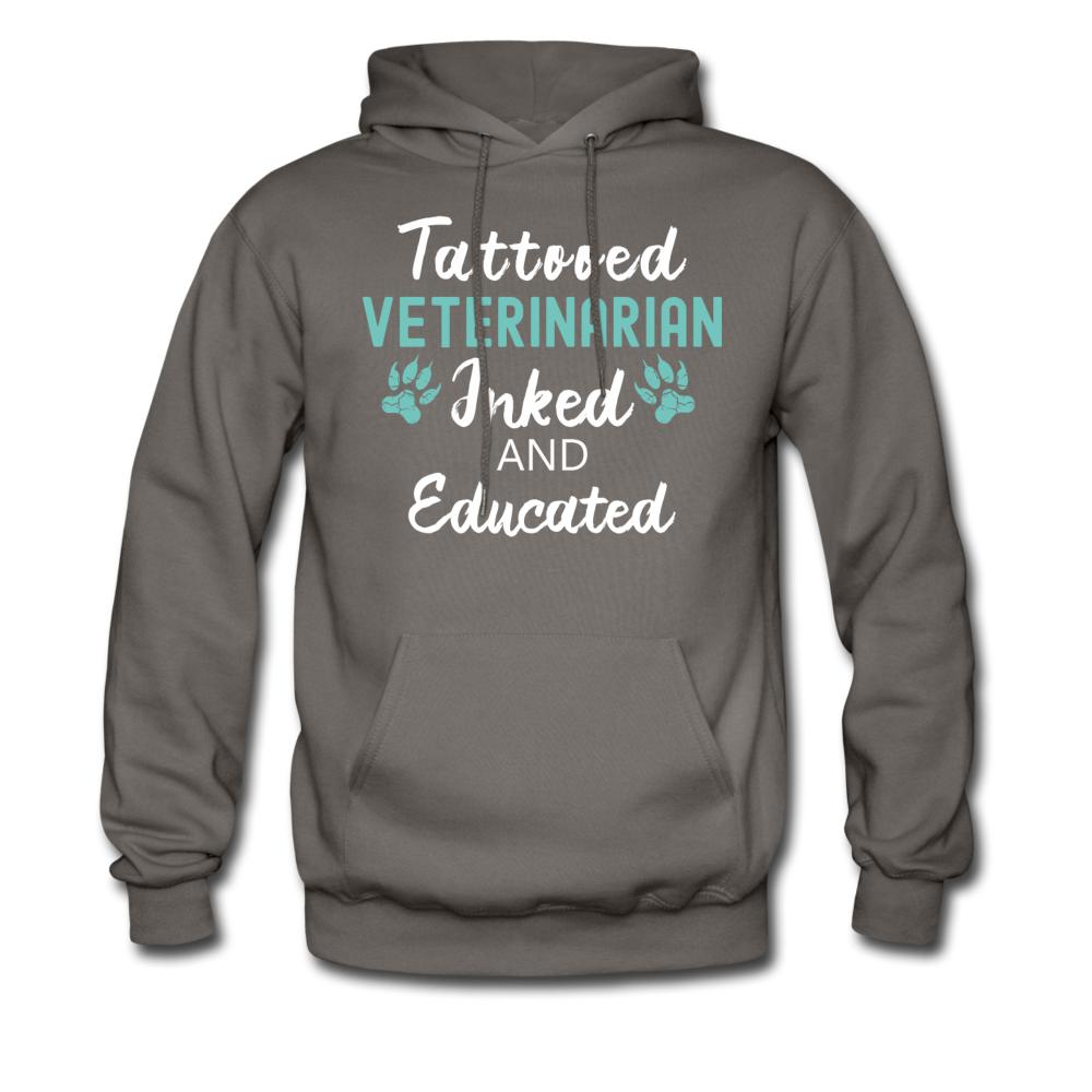 Veterinarian Inked and Educated Unisex Hoodie-Men's Hoodie | Hanes P170-I love Veterinary