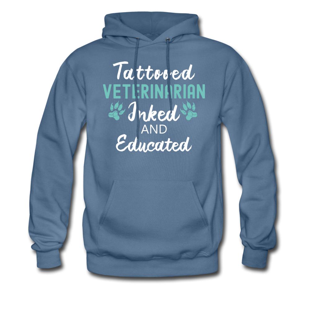 Veterinarian Inked and Educated Unisex Hoodie-Men's Hoodie | Hanes P170-I love Veterinary
