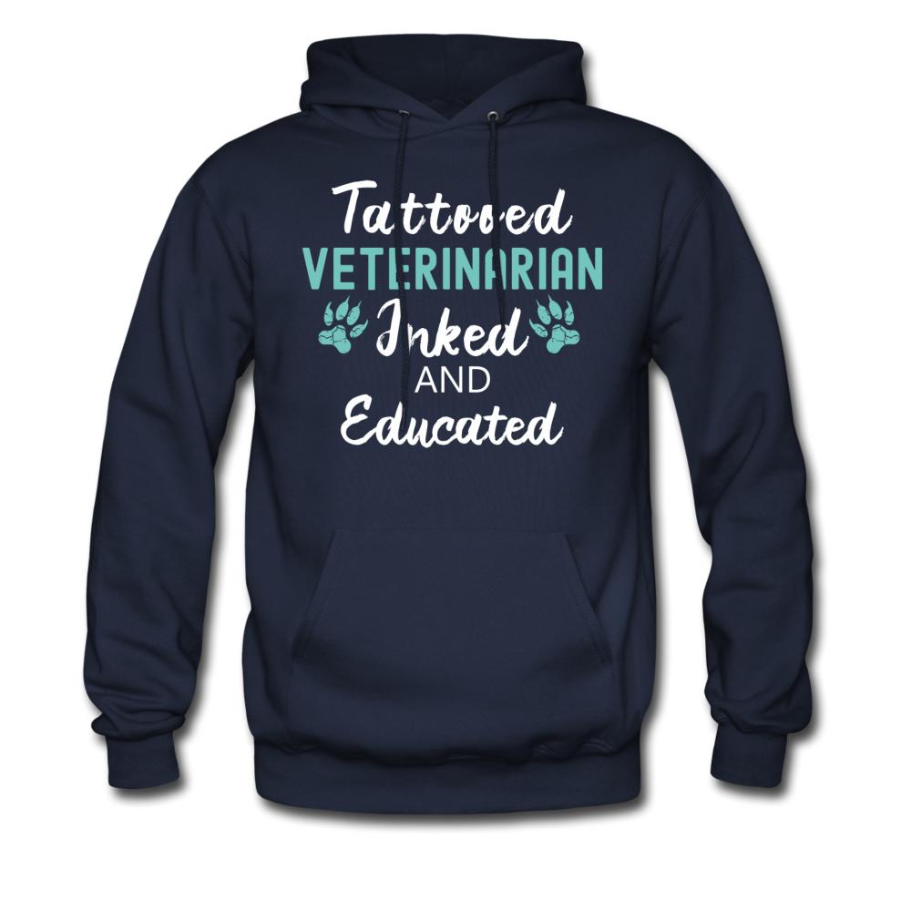 Veterinarian Inked and Educated Unisex Hoodie-Men's Hoodie | Hanes P170-I love Veterinary