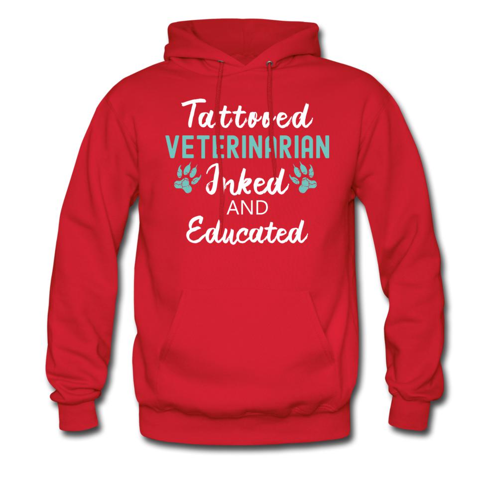 Veterinarian Inked and Educated Unisex Hoodie-Men's Hoodie | Hanes P170-I love Veterinary