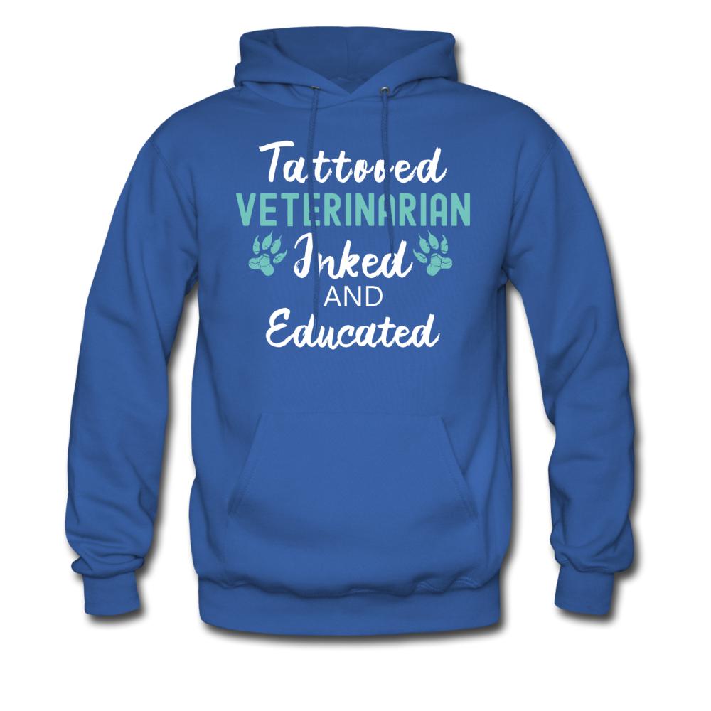 Veterinarian Inked and Educated Unisex Hoodie-Men's Hoodie | Hanes P170-I love Veterinary