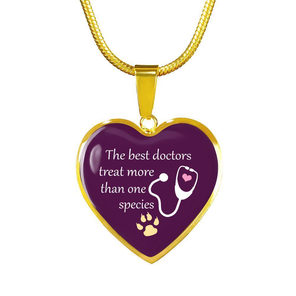 Veterinarian Jewelry Gift Luxury Heart Necklace - The best doctors treat more than one species-Necklace-I love Veterinary