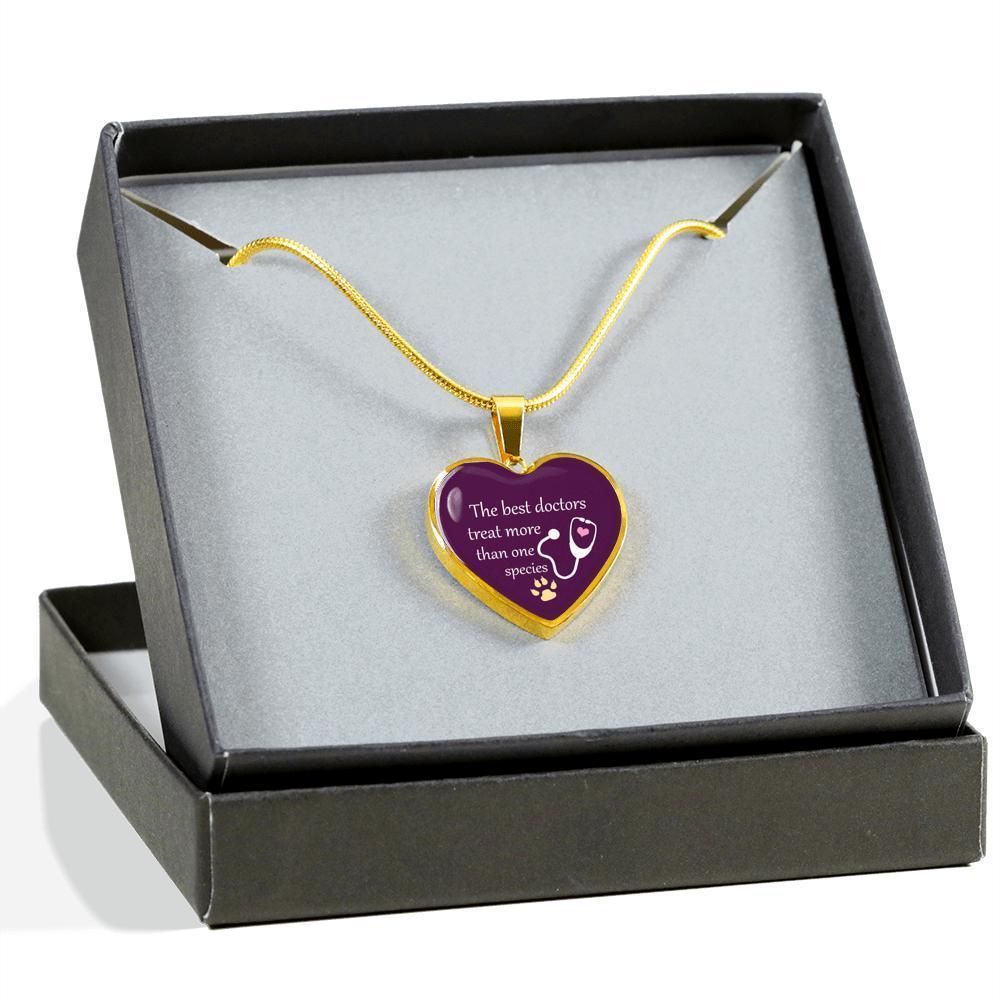 Veterinarian Jewelry Gift Luxury Heart Necklace - The best doctors treat more than one species-Necklace-I love Veterinary