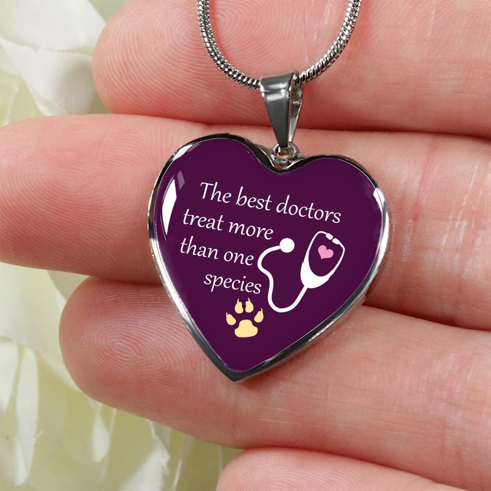 Veterinarian Jewelry Gift Luxury Heart Necklace - The best doctors treat more than one species-Necklace-I love Veterinary