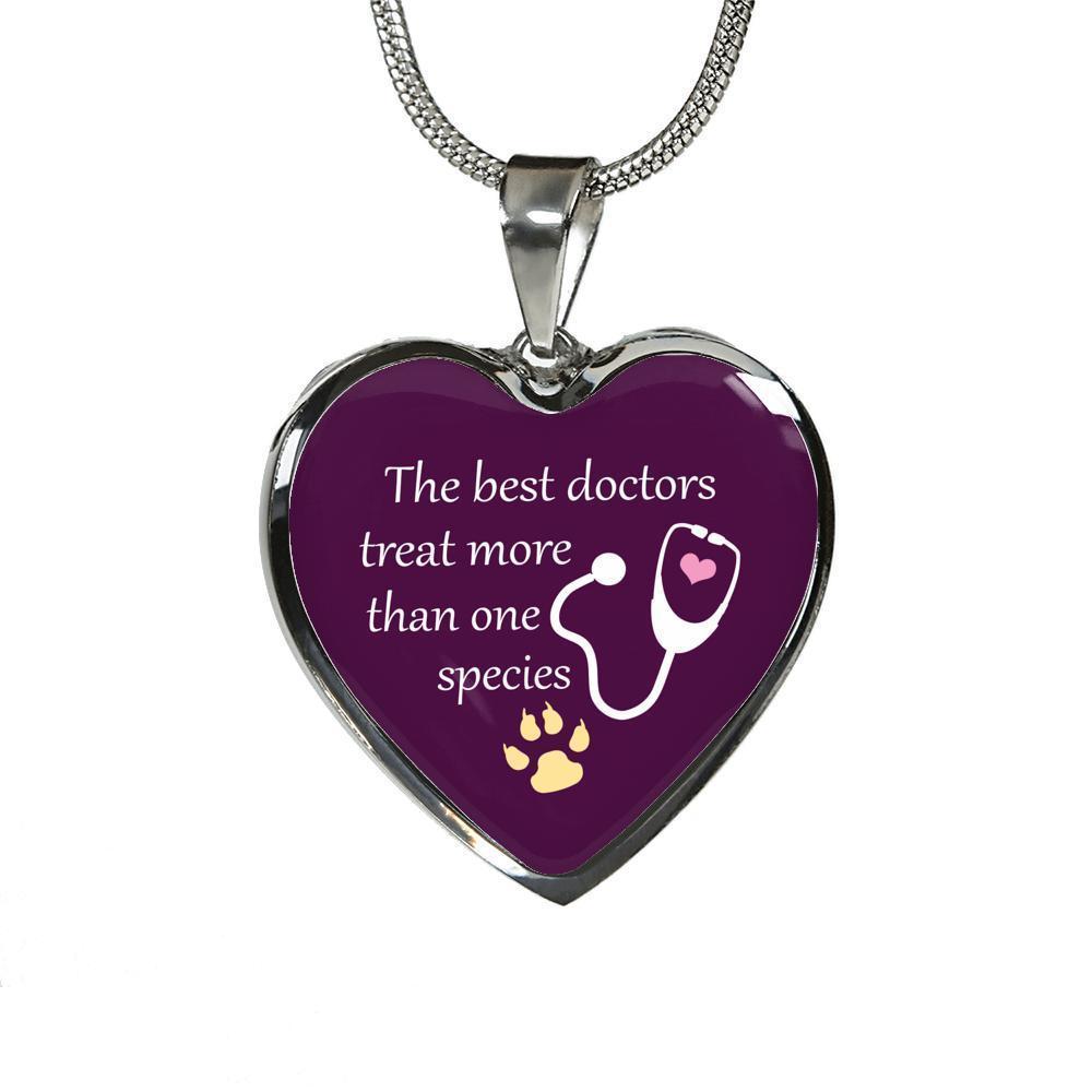 Veterinarian Jewelry Gift Luxury Heart Necklace - The best doctors treat more than one species-Necklace-I love Veterinary