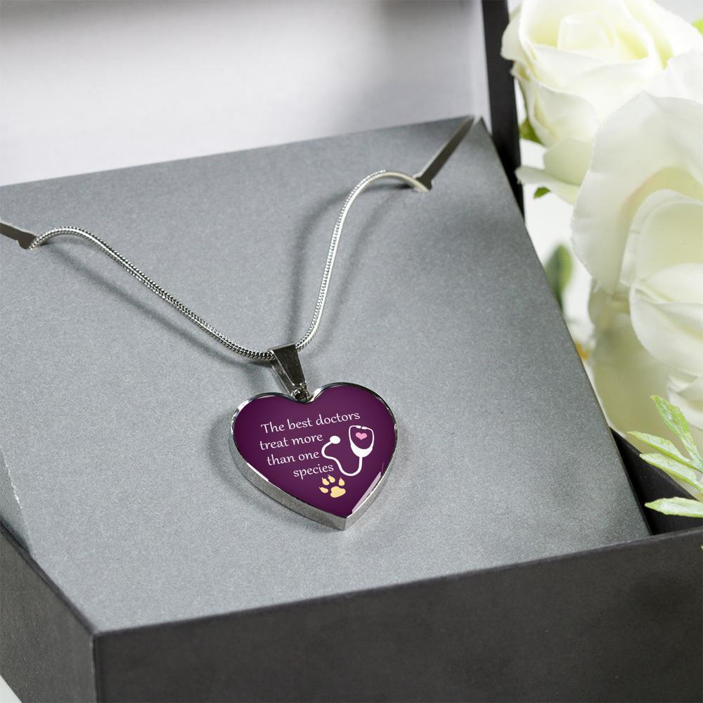 Veterinarian Jewelry Gift Luxury Heart Necklace - The best doctors treat more than one species-Necklace-I love Veterinary