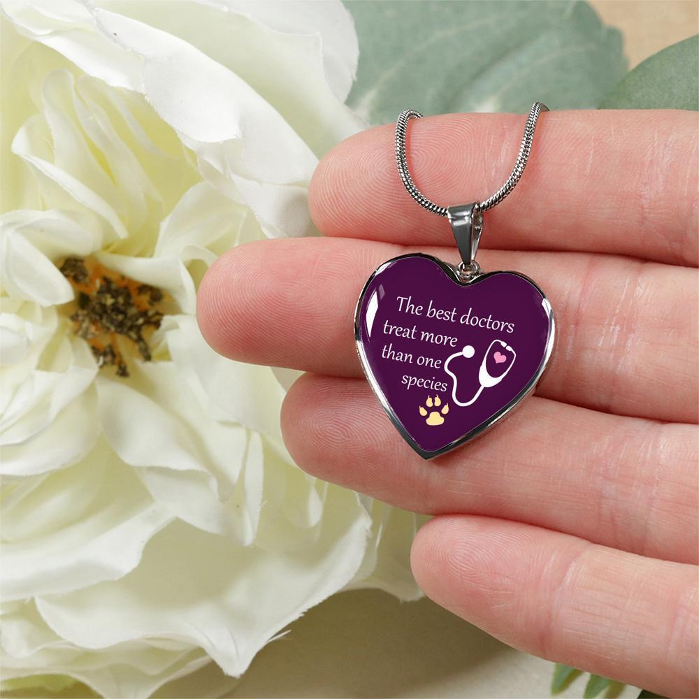 Veterinarian Jewelry Gift Luxury Heart Necklace - The best doctors treat more than one species-Necklace-I love Veterinary