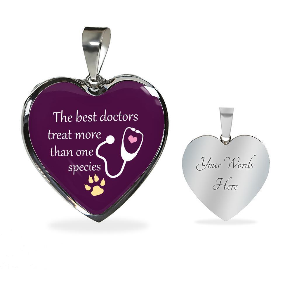 Veterinarian Jewelry Gift Luxury Heart Necklace - The best doctors treat more than one species-Necklace-I love Veterinary