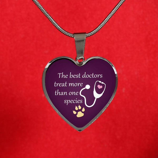 Veterinarian Jewelry Gift Luxury Heart Necklace - The best doctors treat more than one species-Necklace-I love Veterinary