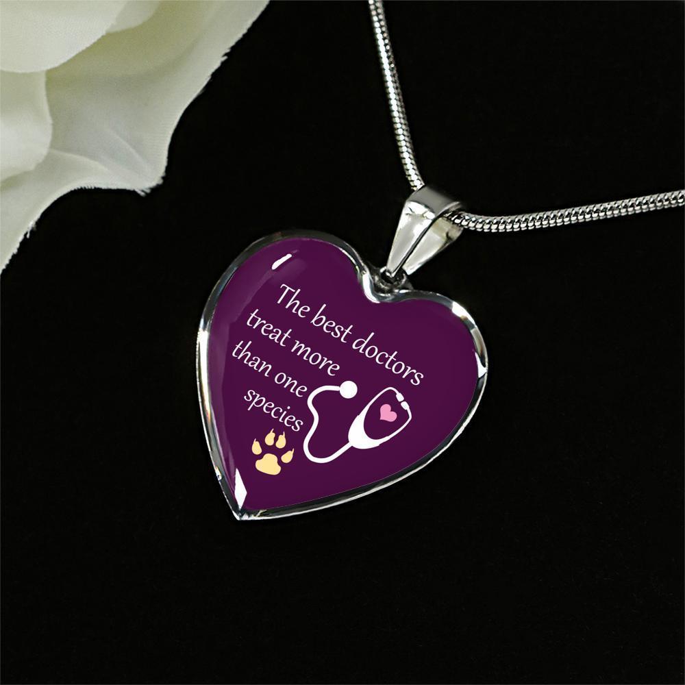 Veterinarian Jewelry Gift Luxury Heart Necklace - The best doctors treat more than one species-Necklace-I love Veterinary
