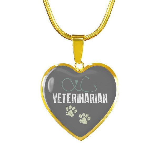 Veterinarian Jewelry Gift Luxury Heart Necklace - Vet-Necklace-I love Veterinary