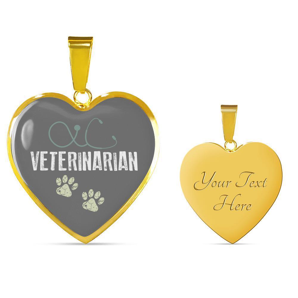 Veterinarian Jewelry Gift Luxury Heart Necklace - Vet-Necklace-I love Veterinary
