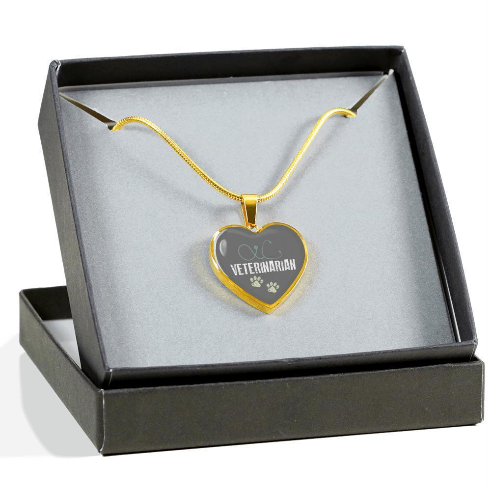 Veterinarian Jewelry Gift Luxury Heart Necklace - Vet-Necklace-I love Veterinary