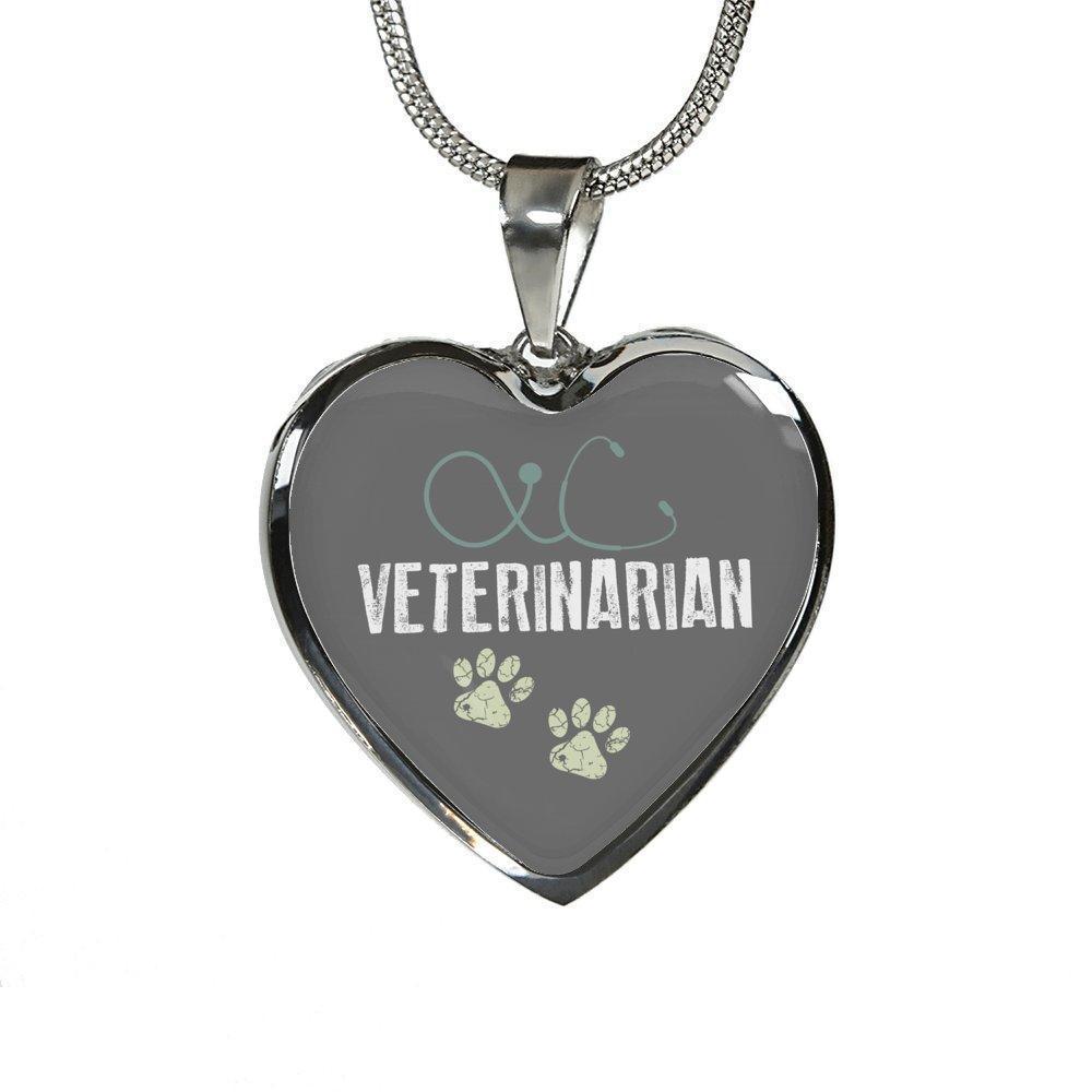 Veterinarian Jewelry Gift Luxury Heart Necklace - Vet-Necklace-I love Veterinary