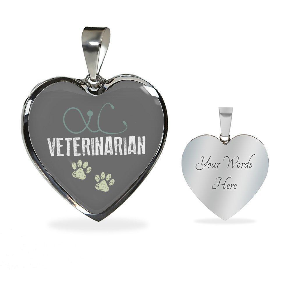 Veterinarian Jewelry Gift Luxury Heart Necklace - Vet-Necklace-I love Veterinary