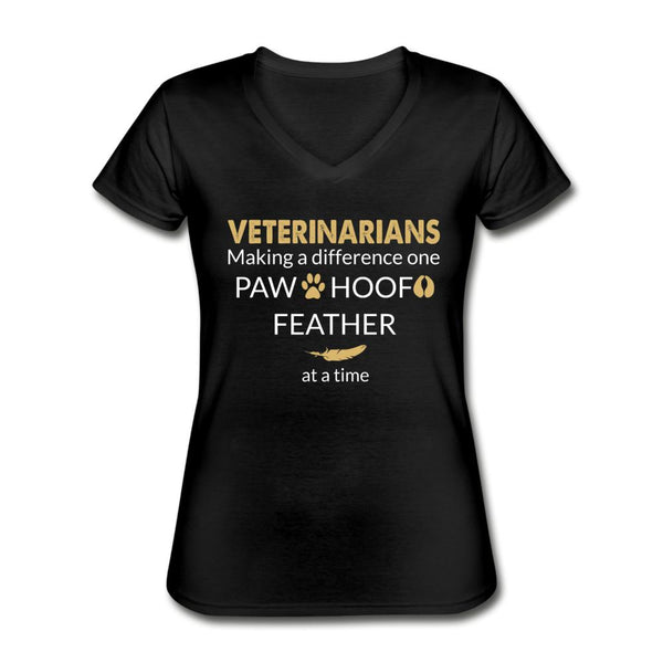 Veterinarian- Making a Difference Women's V-Neck T-Shirt-Women's V-Neck T-Shirt | Fruit of the Loom L39VR-I love Veterinary