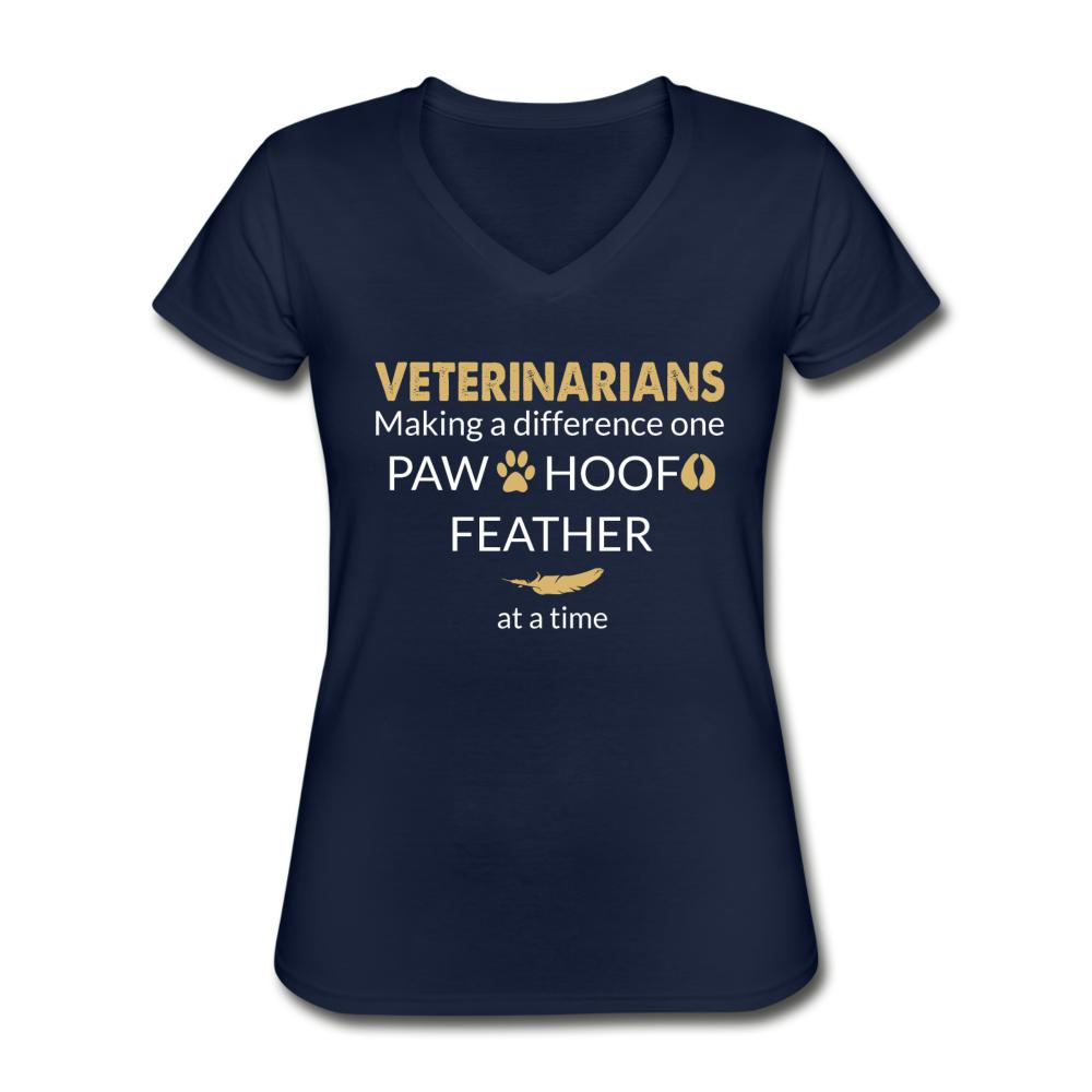 Veterinarian- Making a Difference Women's V-Neck T-Shirt-Women's V-Neck T-Shirt | Fruit of the Loom L39VR-I love Veterinary