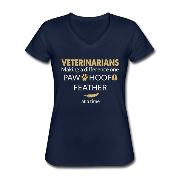 Veterinarian- Making a Difference Women's V-Neck T-Shirt-Women's V-Neck T-Shirt | Fruit of the Loom L39VR-I love Veterinary