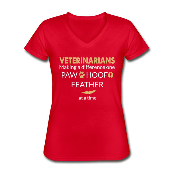 Veterinarian- Making a Difference Women's V-Neck T-Shirt-Women's V-Neck T-Shirt | Fruit of the Loom L39VR-I love Veterinary