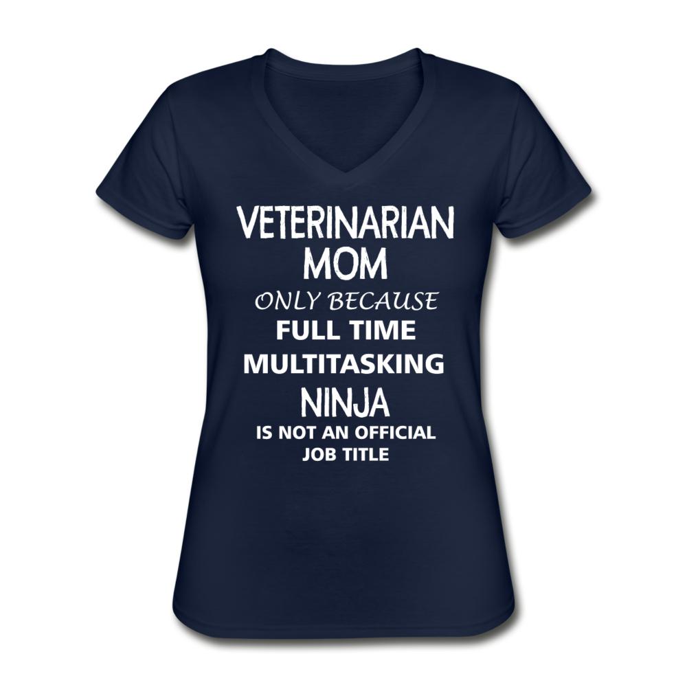 Veterinarian Mom Ninja Women's V-Neck T-Shirt-Women's V-Neck T-Shirt | Fruit of the Loom L39VR-I love Veterinary