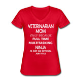 Veterinarian Mom Ninja Women's V-Neck T-Shirt-Women's V-Neck T-Shirt | Fruit of the Loom L39VR-I love Veterinary