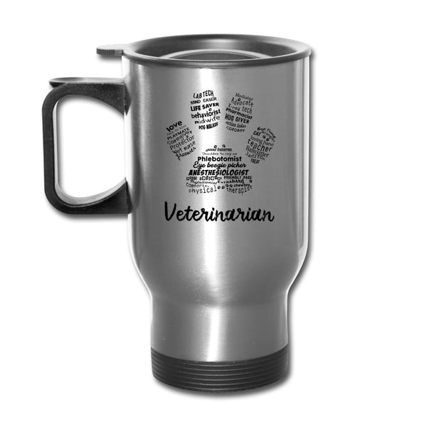 Veterinarian Paw Print 14oz Travel Mug-Travel Mug | BestSub B4QC2-I love Veterinary